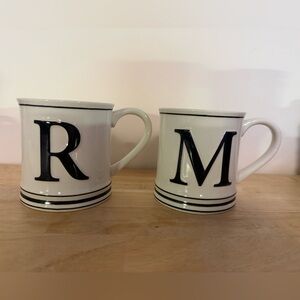 Mud Pie Black and White Monogram Mugs